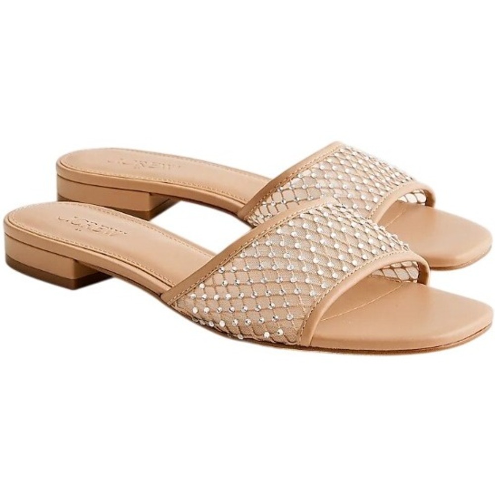 J. Crew Factory Rhinestone mesh slide‎ sandals CI954 6 NWT